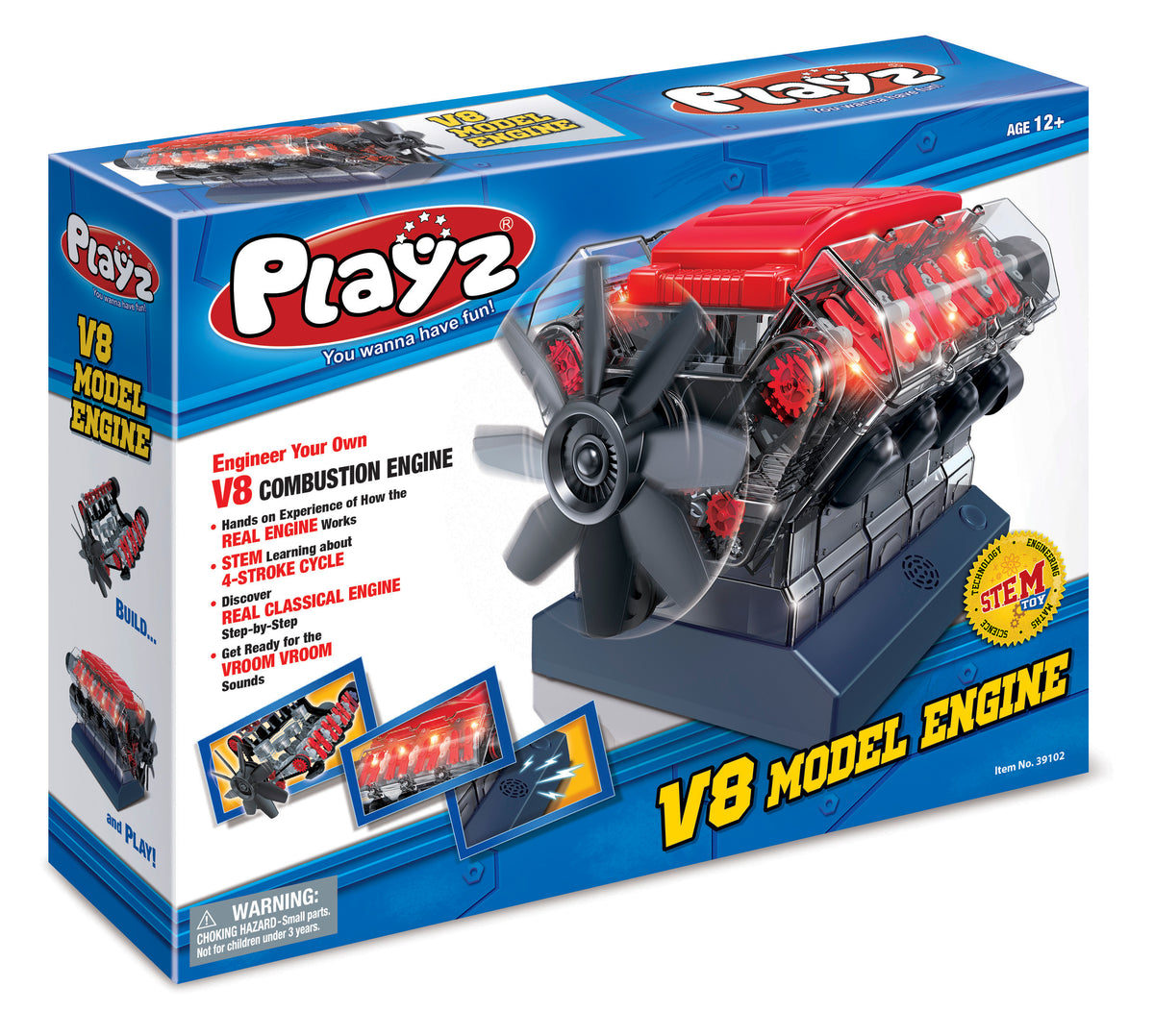 Playz - Modelo de motor de combustión V8 que funciona. Construye tu propio  modelo de motor Mini V8, kit STEM para adultos y jóvenes a partir de 12