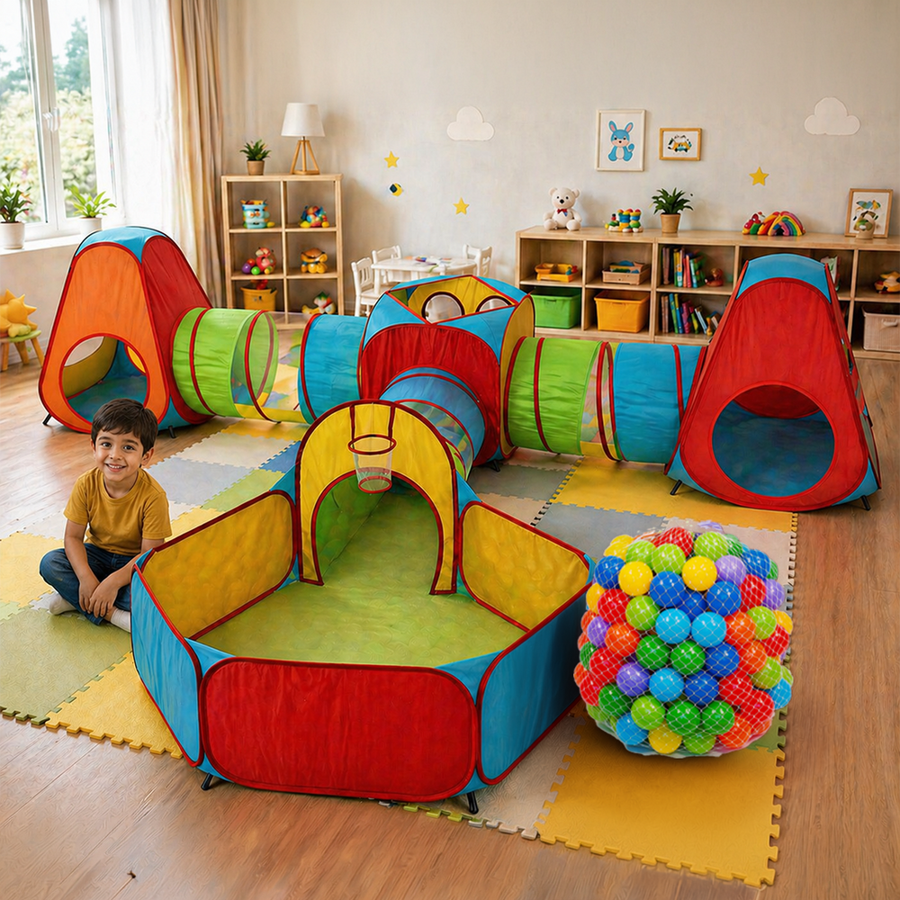 Titan Playtime Combo - 7pc Titan Tent, Tunnel and Ball pit set + 200 Ball Pit balls -  Indoor/outdoor Pop-up Play set for kids