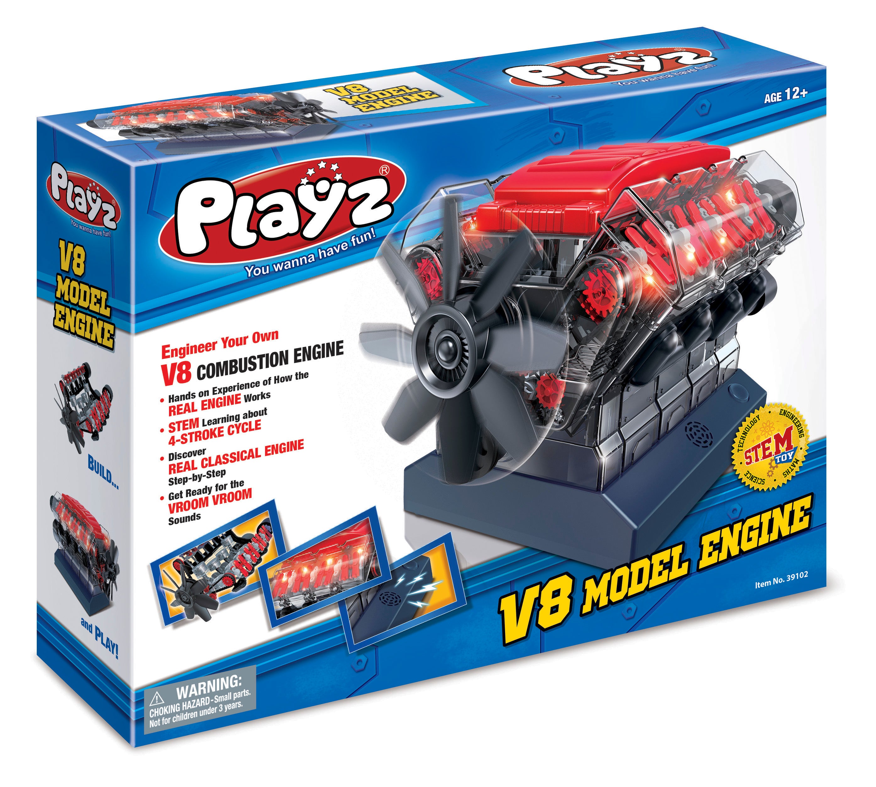 Playz V8 Combustion Engine Model Building Kit for Kids, Adults - STEM Hobby  Toy, Educational Engineering & Science Kit for Aspiring Engineers Ages 12+  w/ DIY Guide & Realistic Mini Parts That