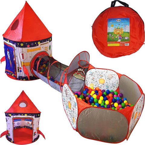 3pc Rocket Ship Tent with Basketball Hoop