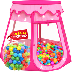Ball Pit Princess Castle Play Tent for Girls w/ 50 Balls Included