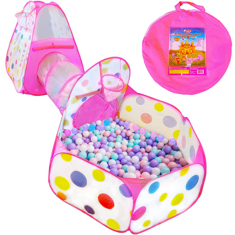 Pop-up Tent, Tunnel, Ball Pit (Pink) – Playz Fun for all ages!