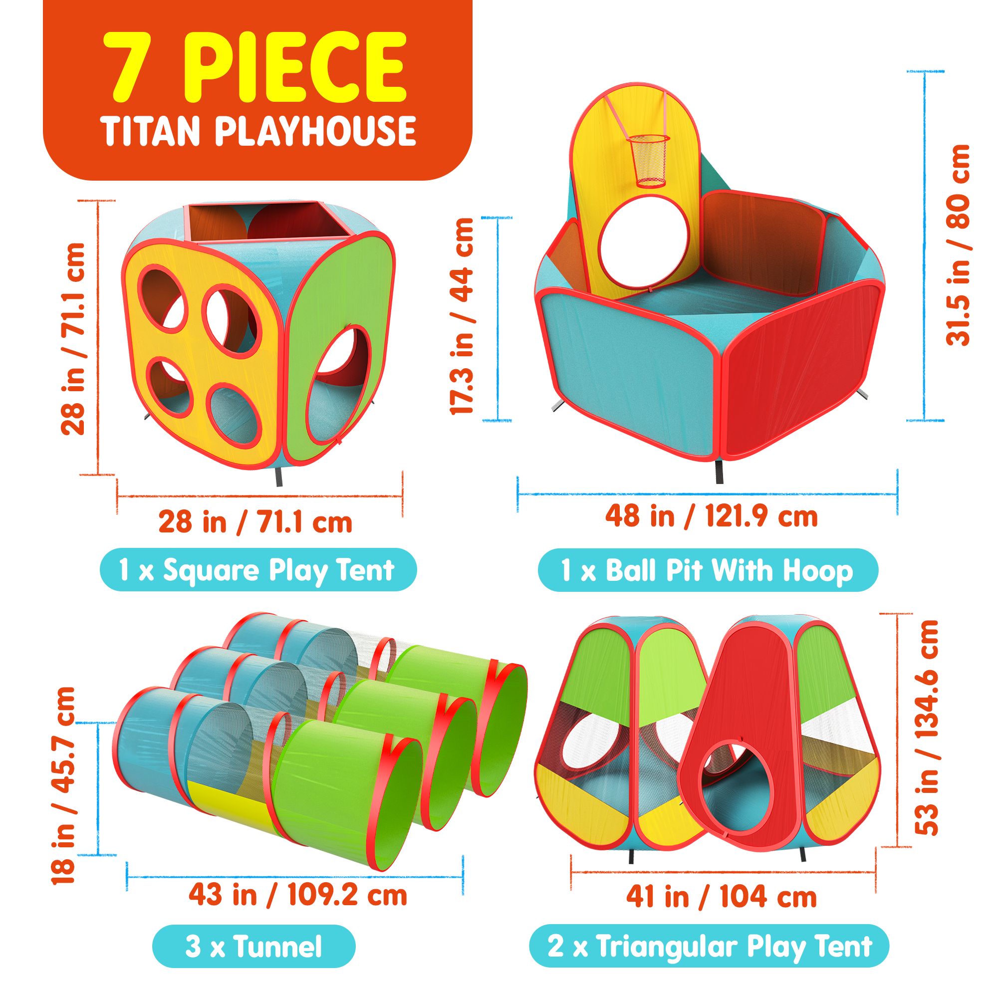 7pc Titan Play Tent Bundle – Playz Fun for all ages!
