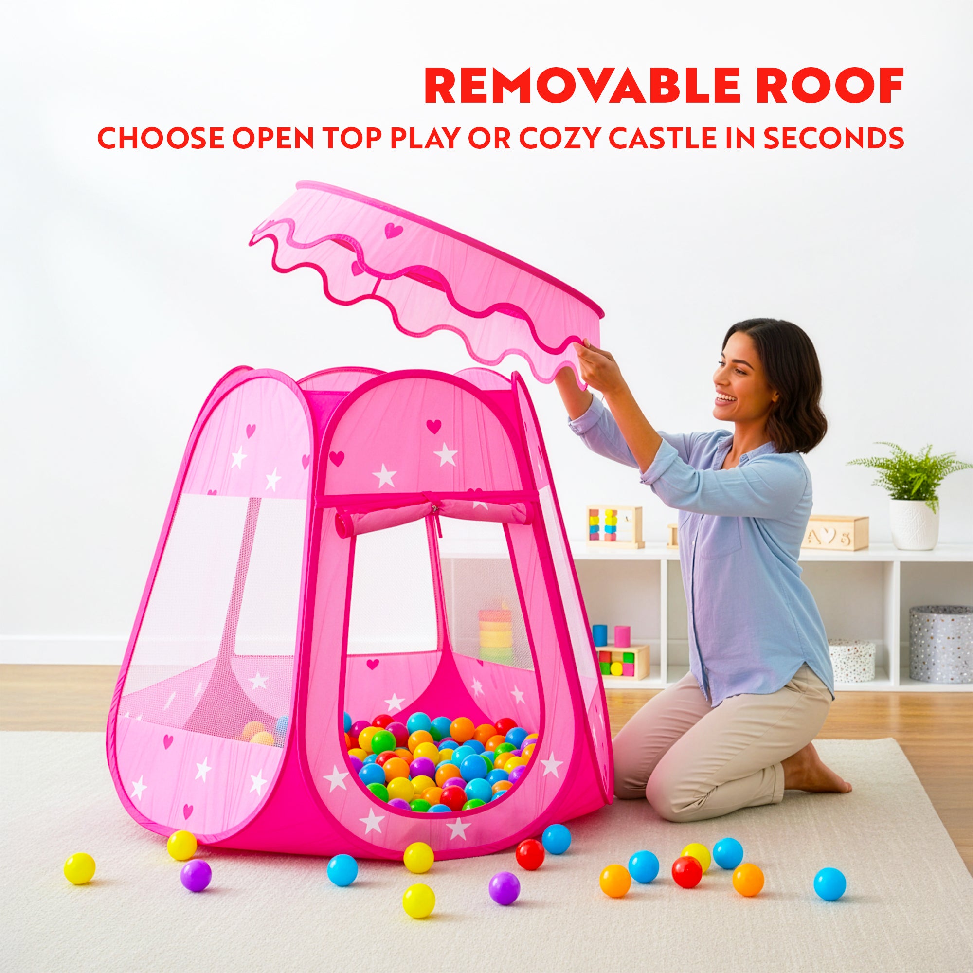 pop up castle tent Playz Ball Pit Princess Castle Play Tent for Girls w/ 50 Balls Included - Pop Up Children Play Tent for Indoor & Outdoor Use