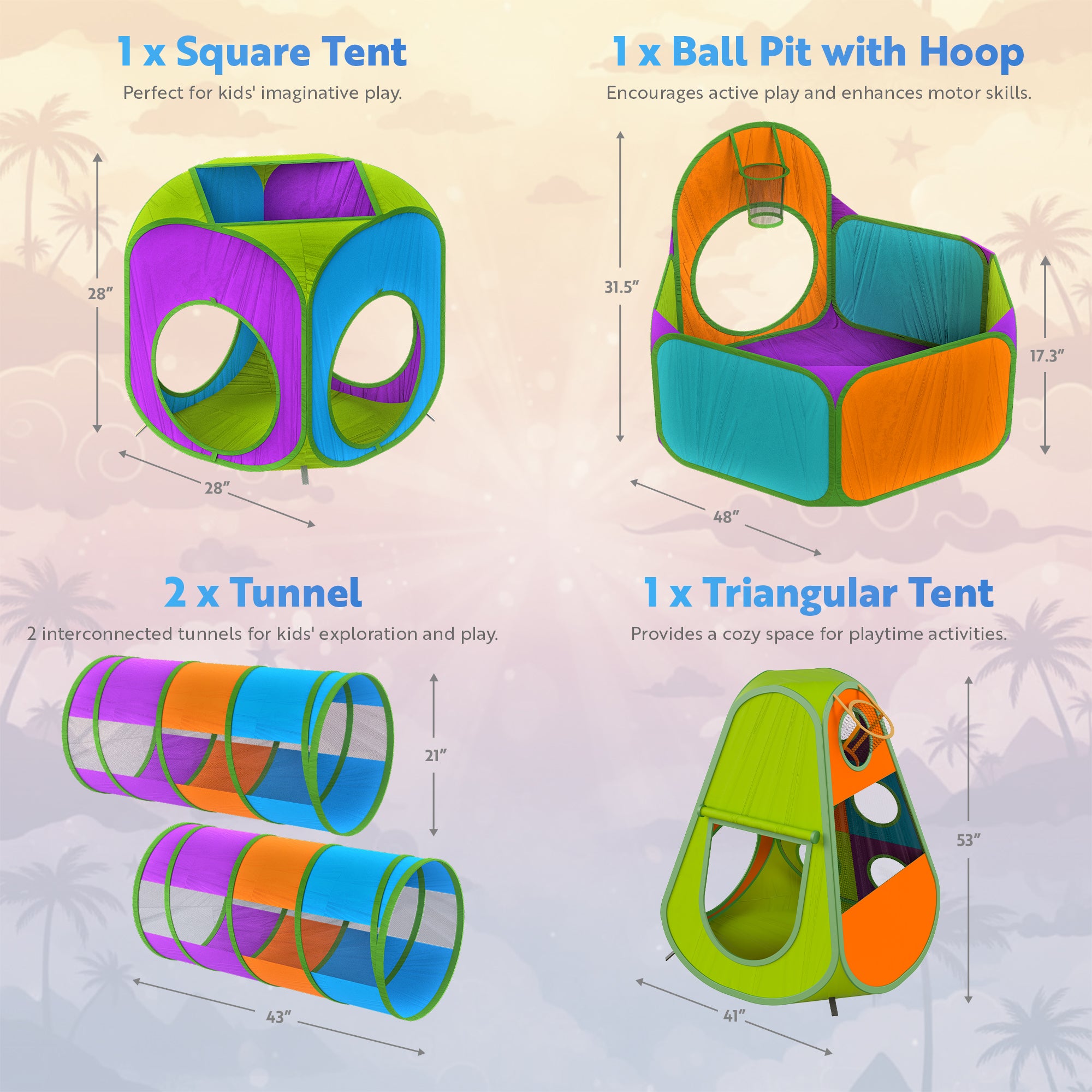 pop up ball pit tent 5pc Sunset Play Tent Bundle