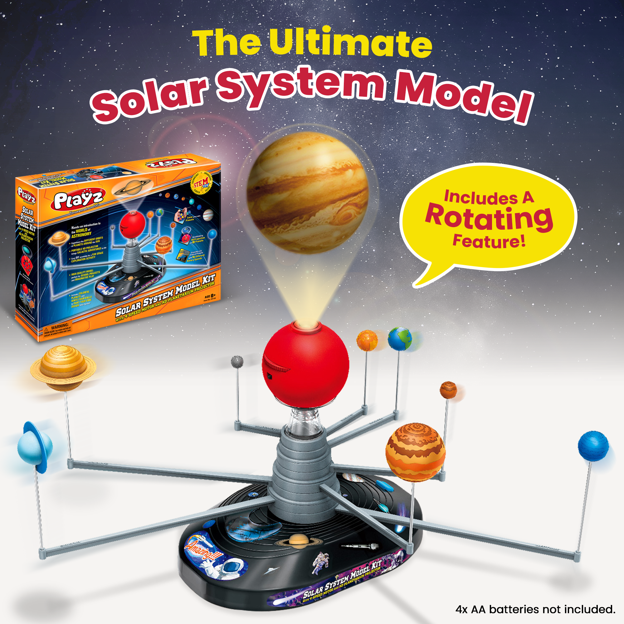 Solar System Model Orbiting Solar System STEM Kit Electric Rotating  Planetarium Projector With 8 Planets STEM DIY Space Toys