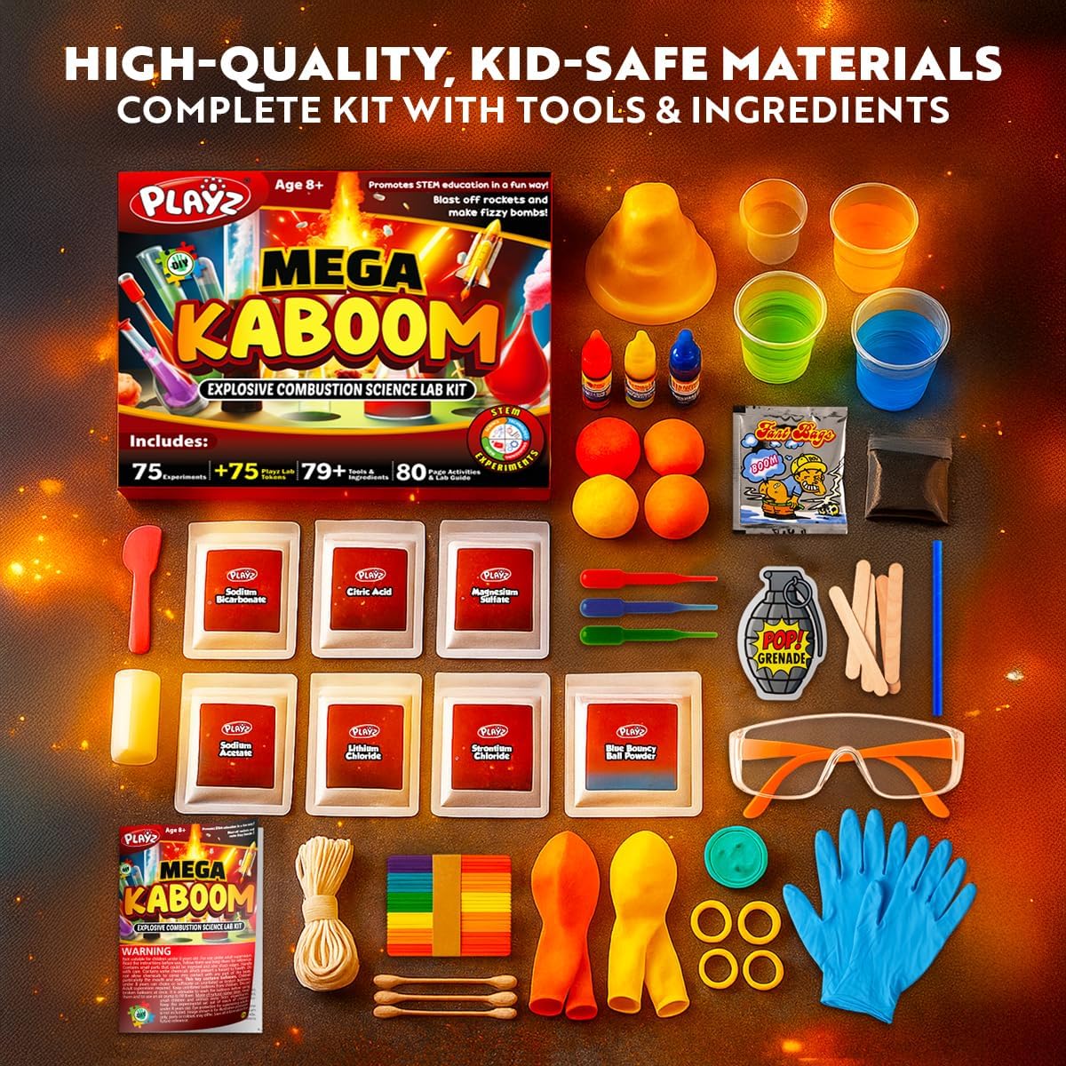 Mega Kaboom! Explosive Science Kit for Kids – Playz - Fun for all ages!