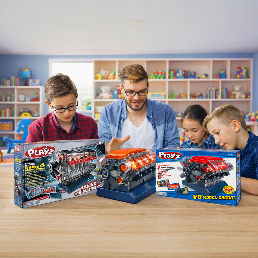 Combustion Engine Combo - V8 Engine + Inline 6 Engine - Working Model Building set - Stem Science DIY for kids and Adults